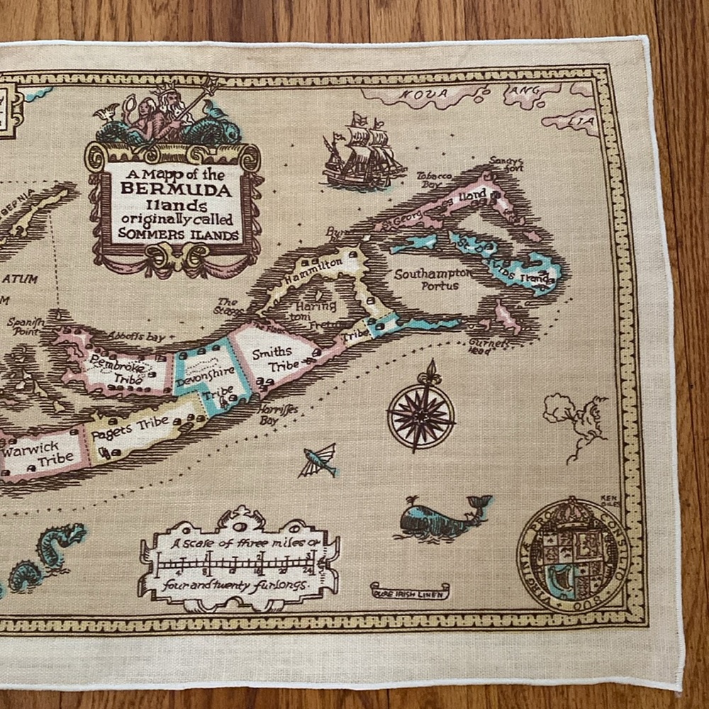 VTG Pure Irish Linen Bermuda Map - Picture 6 of 10